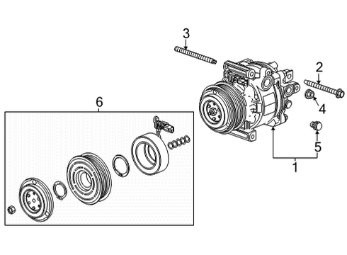 2022 Chevrolet Trailblazer A/C Condenser, Compressor & Lines Clutch Plate & Hub Assembly Diagram for 42733187