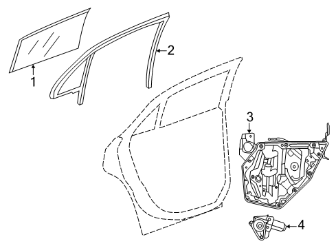 2019 Chrysler 300 Rear Door Glass-Door Glass Run With Glass Diagram for 68039968AH