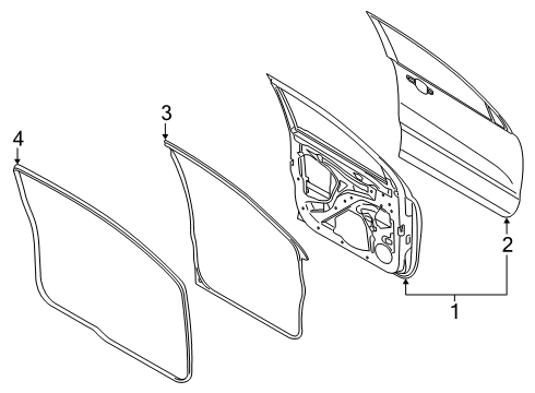 2020 Ford Ranger Front Door Door Weatherstrip Diagram for KB3Z-2120708-A