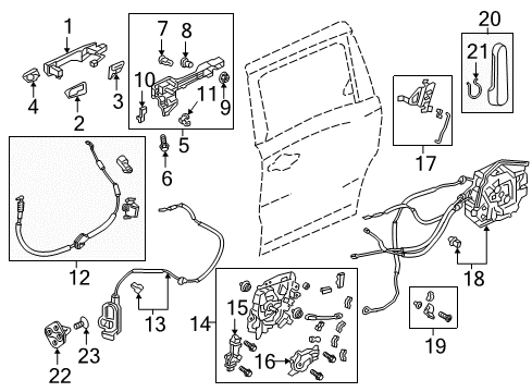 2018 Honda Odyssey Sliding Door Handle, Passenger Side Slide Door Chrome (Smart) Diagram for 72645-THR-A71