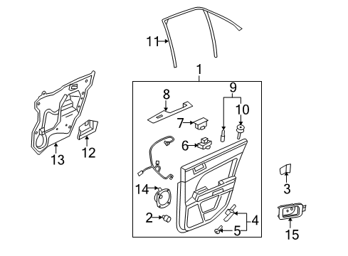 2011 Cadillac STS Interior Trim - Rear Door Switch Bezel Diagram for 15949589