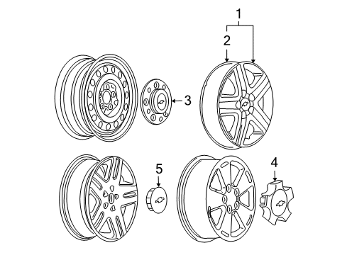 2012 Chevrolet Impala Wheel Covers & Trim Wheel Cover Diagram for 9598750