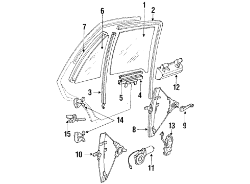 1989 Hyundai Sonata Rear Door Power Window Sub-Switch Assembly Diagram for 93580-33150