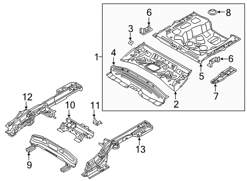 2019 Kia Rio Rear Body - Floor & Rails Panel Assembly-Rear Floor Diagram for 65510H9200