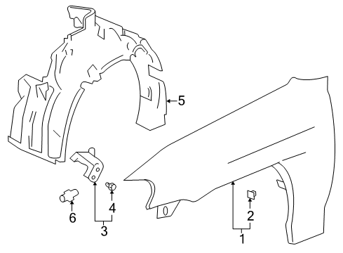 2001 Honda Insight Fender & Components Fender, Right Front (Inner) Diagram for 74101-S3Y-000
