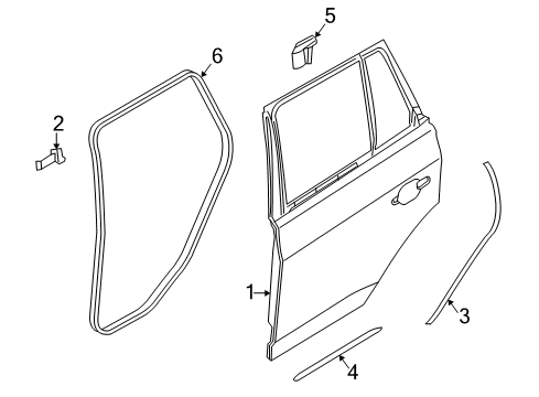 2006 BMW X3 Rear Door Door Weatherstrip, Bottom Right Diagram for 51703331192