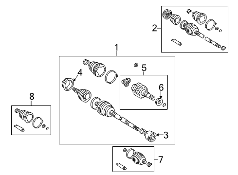 2000 Toyota Corolla Drive Axles - Front Shaft Assembly, Front Drive Outboard Joint, Left Diagram for 43470-09371