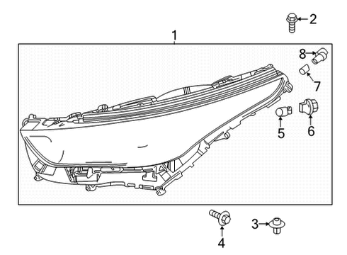 2021 Toyota Highlander Headlamp Components Headlamp Assembly Diagram for 81110-0E470