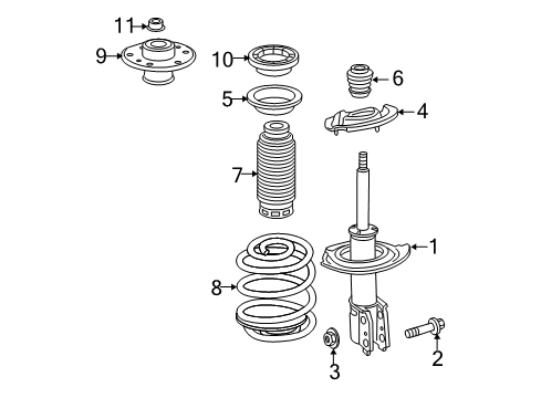 2007 Chevrolet Equinox Struts & Components - Front Strut Diagram for 25805825