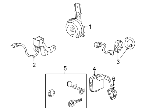 2002 Lexus LX470 Anti-Theft Components Coil, Transponder Key Diagram for 89782-33020