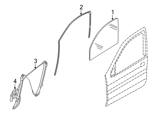 2010 BMW X5 Rear Door Window Guide, Right Front Door Diagram for 51337305628