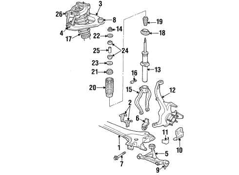 2000 Plymouth Breeze Front Suspension Components, Lower Control Arm, Upper Control Arm, Stabilizer Bar STRUT-Suspension Diagram for 4764523AA