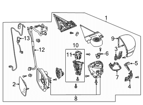 2022 Acura MDX Outside Mirrors Mirror, R Door (Fathomless Black Pearl) Diagram for 76200-TYA-A11ZC