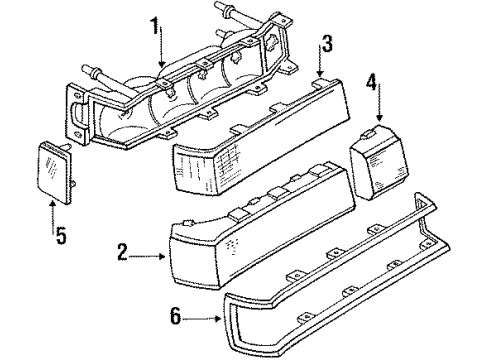 1984 Buick LeSabre Combination Lamps Lens, Rear Combination Lamp Diagram for 16501959