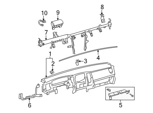 2008 Toyota Tacoma Cluster & Switches, Instrument Panel Lower Panel Diagram for 55045-04041