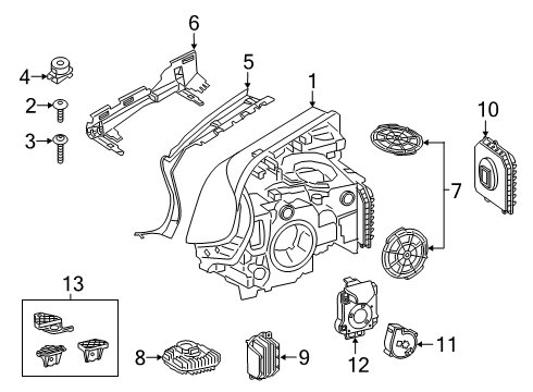 2018 BMW 640i xDrive Gran Turismo Headlamps Driver Side Adaptiv Led Headlight Assy Diagram for 63117461887