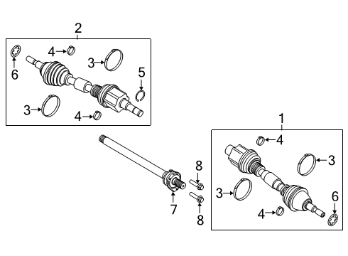 2021 Ford Edge Drive Axles - Front Inner Shaft Diagram for K2GZ-3A329-B