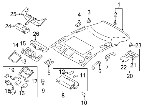 2016 Infiniti QX50 Lane Departure Warning Lens-Vanity Mirror Diagram for 26442-3RA0A