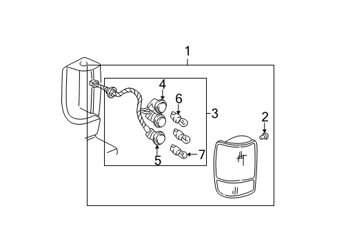 2000 GMC Jimmy Combination Lamps Tail Lamp Assembly Diagram for 19179358