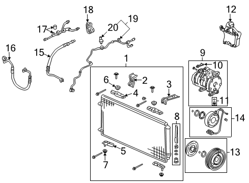 2003 Acura MDX A/C Condenser, Compressor & Lines Pipe, Receiver Diagram for 80341-S3V-A02