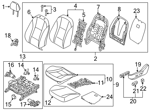 2016 Hyundai Elantra GT Heated Seats Pad Assembly-Front Seat Cushion Driver Diagram for 88150-A5000