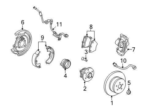 2010 Pontiac Vibe Rear Brakes Piston, Rear Brake Caliper Diagram for 19204185