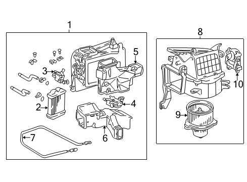 2001 Toyota Sequoia Heater Core & Control Valve Blower Assembly Diagram for 87130-0C020