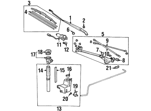 1998 Acura TL Wiper & Washer Components Hose Diagram for 76805-SZ5-A01