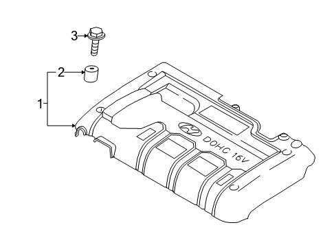 2007 Hyundai Elantra Engine Appearance Cover Bolt Diagram for 22404-26000