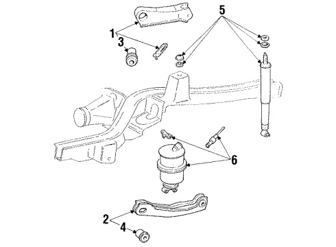 1987 Lincoln Mark VII Rear Suspension Components, Lower Control Arm, Upper Control Arm, Ride Control, Stabilizer Bar Air Spring Diagram for 3U2Z-5580-CA