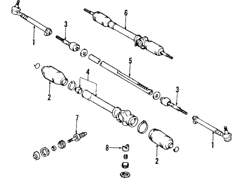 1987 Toyota Van P/S Pump & Hoses, Steering Gear & Linkage Boot, Steering Rack Diagram for 45536-27010