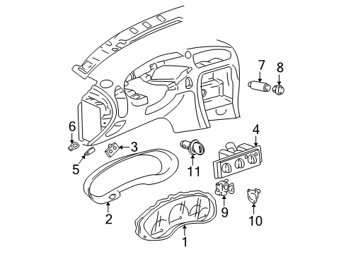 2001 Oldsmobile Alero Instruments & Gauges Plate Asm, Instrument Panel Cluster Trim Diagram for 22618537