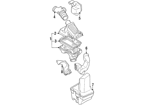 1990 Toyota Corolla Air Intake Air Cleaner Assembly Diagram for 17700-16700