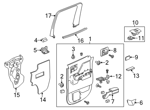 2016 GMC Sierra 2500 HD Interior Trim - Rear Door Trim Molding Diagram for 22837215