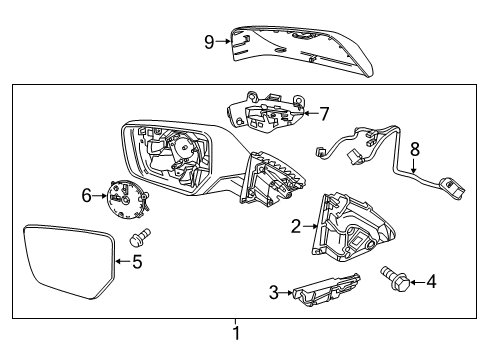 2016 Chevrolet Impala Outside Mirrors Turn Signal Lamp Diagram for 22936931