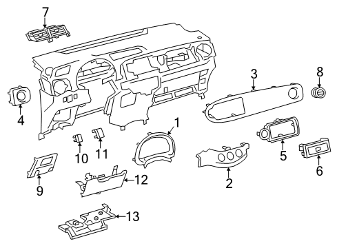 2014 Toyota Yaris Cluster & Switches, Instrument Panel Under Cover Diagram for 55606-0D050