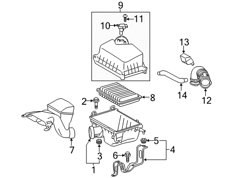 2015 Toyota Highlander Filters Top Cover Diagram for 17705-0P190