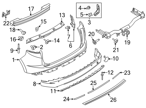 2016 Ford Edge Rear Bumper Pad Diagram for FT4Z-17B807-A