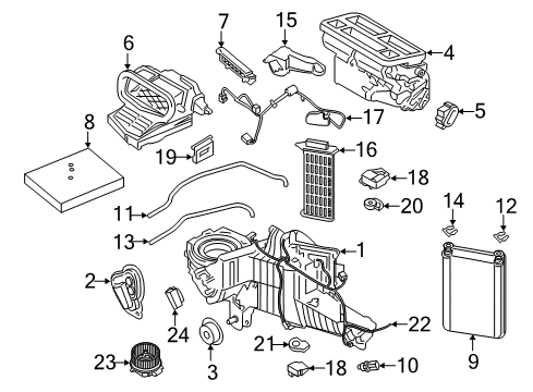 2018 Ford F-350 Super Duty A/C Evaporator & Heater Components Heater Core Diagram for FL3Z-18476-B