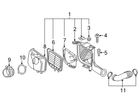 2006 Cadillac SRX Air Intake Duct Asm-Rear Intake Air (W/ Resonator) Diagram for 25733251