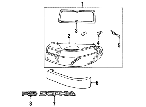 1995 Kia Sephia Tail Lamps Unit Assembly, RH Diagram for 0K24A51151