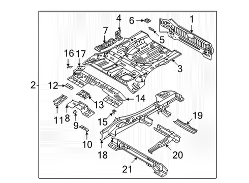 2022 Hyundai Tucson Rear Body, Floor & Rails PANEL COMPLETE-REAR FLOOR Diagram for 65500-CW000