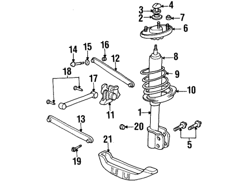 1996 Chevrolet Lumina Rear Suspension Components, Stabilizer Bar Mount, Rear Suspension Strut Diagram for 10410963