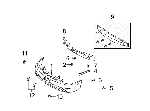 2005 Kia Optima Front Bumper Screw-Tapping Diagram for 1249206207B