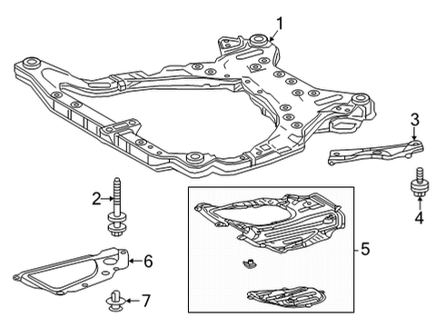 2022 Toyota Highlander Suspension Mounting - Front Under Cover Diagram for 51444-0E030