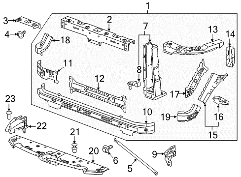 2015 GMC Canyon Radiator Support Headlamp Bracket Diagram for 22891633