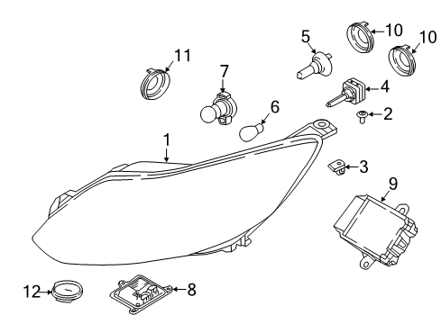 2013 Ford Focus Headlamps Xenon Bulb Cap Diagram for CM5Z-13K046-A