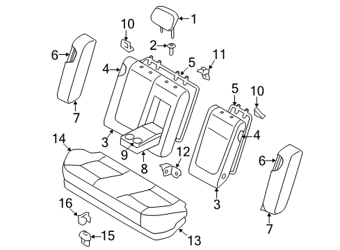 2006 Hyundai Sonata Rear Seat Components Rear Seat Back Armrest Assembly Diagram for 89900-0A700-FZO
