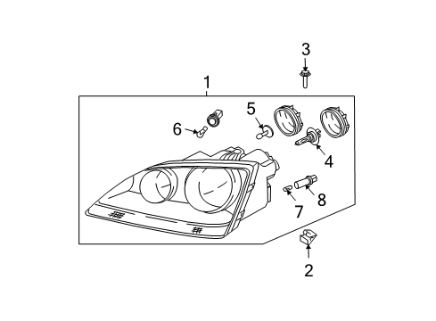 2006 Kia Sorento Bulbs Passenger Side Headlight Assembly Diagram for 921023E140