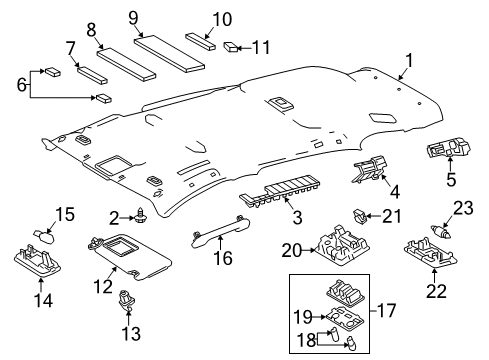 2016 Toyota RAV4 Interior Trim - Roof Headliner Pad Diagram for 63343-0R010